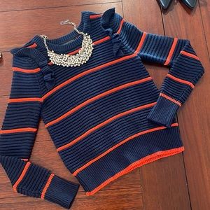 Banana Republic x-small blue sweater with orange stripes